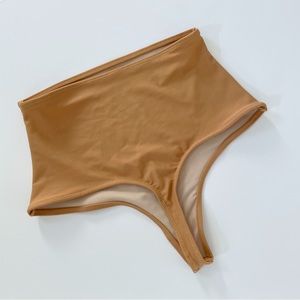 High waist nude thong swimsuit bottom